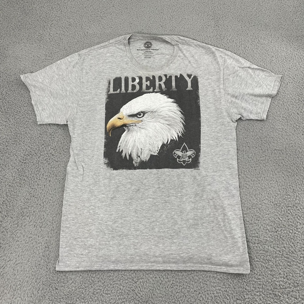 Boys Scouts Of America Liberty T-Shirt Adult XL Gray BSA Eagle Short Sleeve